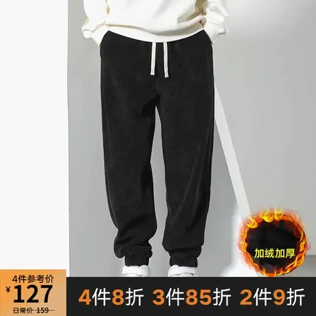 GxxH潮牌大码男装美式秋冬加绒加厚雪尼尔宽松加肥加大号束脚长裤商品大图