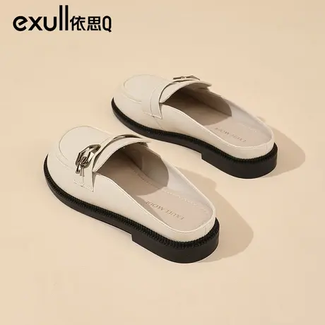 依思q包头半拖鞋女秋外穿2024新款时尚高级感平底女士凉拖懒人鞋图片
