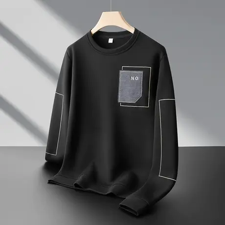 卫衣男2023新款冬季保暖圆领春秋上衣男士长袖潮牌冬装内搭打底衫图片