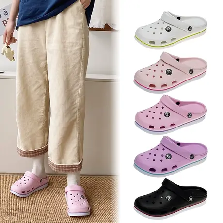 洞洞鞋女ins潮夏季2024新款镂空凉拖鞋包头沙滩鞋可湿水防滑厚底图片
