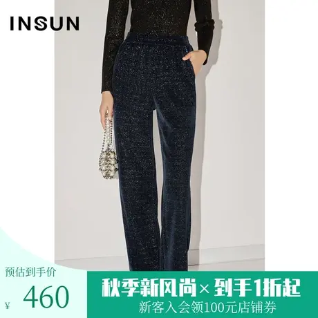 恩裳COVER冬季2022色织银丝肌理坑条显瘦舒适灯芯绒休闲裤女商品大图