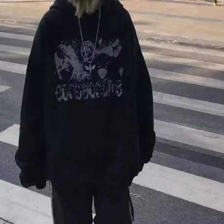 美式hiphop卫衣女初秋上衣宽松韩版潮ins设计感小众薄款连帽外套商品大图