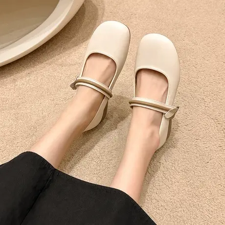 单鞋女2023秋季新款圆头浅口时尚低帮百搭舒适韩版气质通勤豆豆鞋商品大图