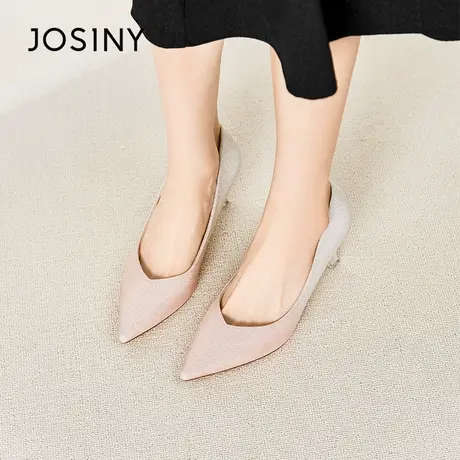 Josiny/卓诗尼高跟单鞋2023秋季新款仙女气质尖头配裙子新娘婚鞋商品大图