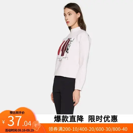 艾格2022春秋新款时尚百搭清新印花圆领宽松上衣衬衫女士Y1720商品大图