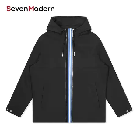 【清仓商场同款】柒牌奥莱男装潮牌SevenModern秋防风连帽茄克衫商品大图