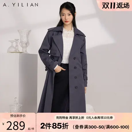 阿依莲秋冬新款风衣外套女韩版时尚显瘦收腰气质中长款大衣B3图片
