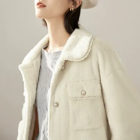茵曼官方旗舰店女装休闲仿水貂毛外套2023新款初冬季小个子洋气图片