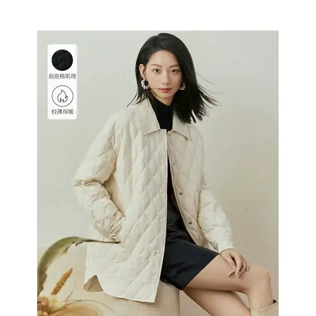 【商场同款】茵曼泡泡格羽绒服2023冬季女装新款内外可搭保暖外套图片