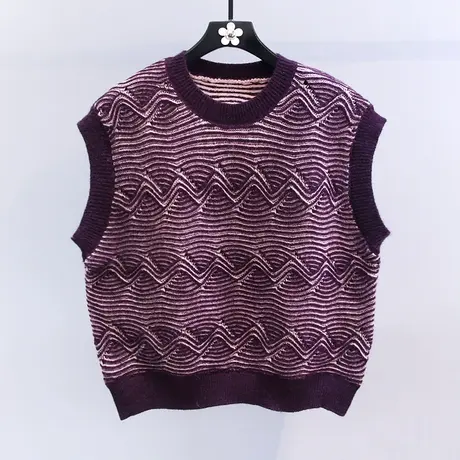 日系复古圆领针织马甲女秋冬2023新款宽松外搭小个子洋气背心马夹图片