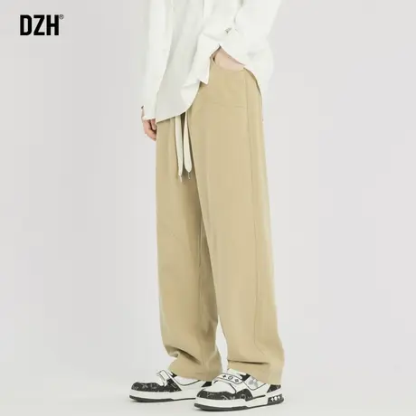 男士日系卡其色裤子男直筒宽松百搭秋季休闲裤2023新款纯棉工装裤商品大图