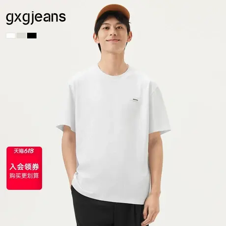 gxg.jeans男装  多色简约小标基础宽松圆领短袖T恤男 25年夏新品商品大图