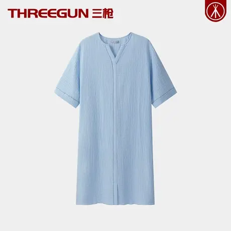 三枪100%纯棉女士睡裙柔软透气中袖少女居家服简约文艺全棉睡衣夏商品大图