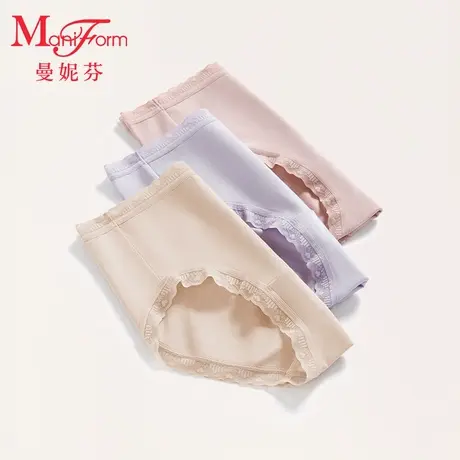 曼妮芬棉质中腰低角裤抗菌内裆高腰女士内裤舒适内搭底裤商品大图