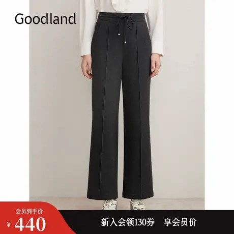 【格雷系】Goodland美地2024冬季新款弹力长裤直筒抽绳休闲裤商品大图