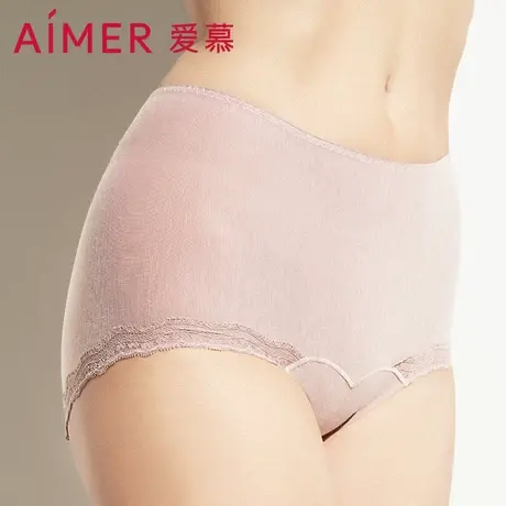 爱慕生理裤内裤女柔软舒适蕾丝性感中腰隐痕双层裆平角裤AM234271图片