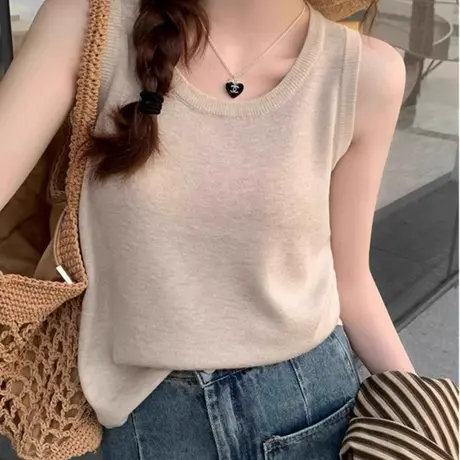 冰丝针织运动吊带背心女2025新款夏季遮副乳无袖挂脖上衣内搭外穿图片