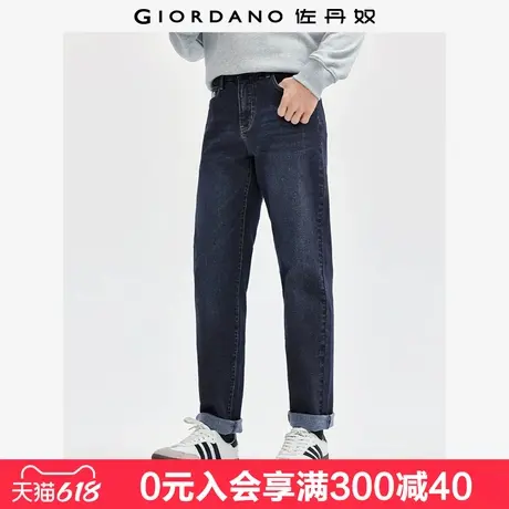 佐丹奴加绒牛仔裤男新款内抓毛刺绣直筒裤微弹中腰裤子男01114735图片