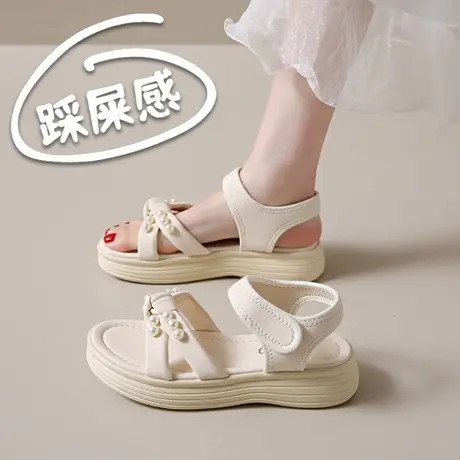 踩屎感学生凉鞋女夏外穿2025新款配裙子软底休闲凉鞋小码34孕妇鞋商品大图