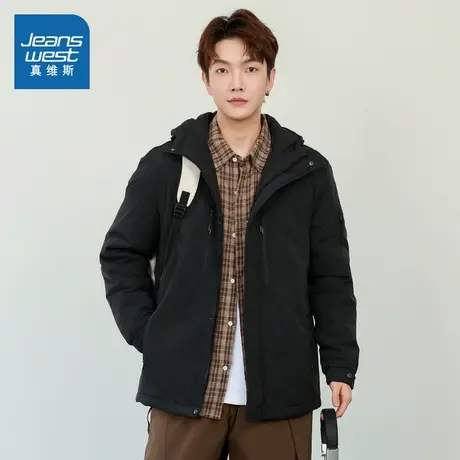 E5真维斯男装冬季高街潮流青春帅气男时尚合身连帽棉衣商品大图