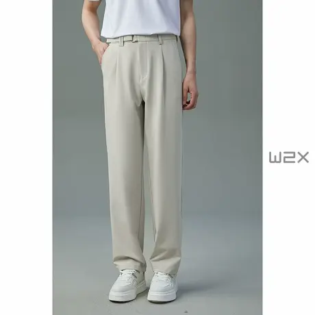 w2x夏季薄款青年休闲裤男成熟稳重休闲西装裤垂坠感直筒宽松长裤商品大图