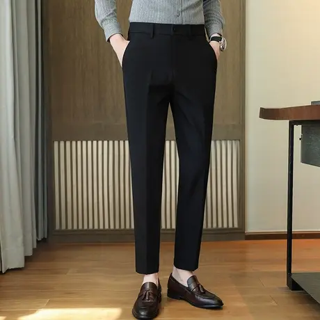 春秋季西裤男士秋季款九分裤商务休闲长裤修身直筒西服裤小西装裤商品大图