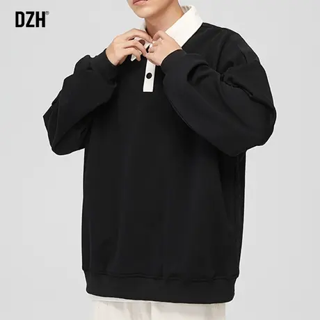 男生秋季翻领长袖卫衣男宽松春秋款潮牌ins2023年新款潮男POLO衫图片