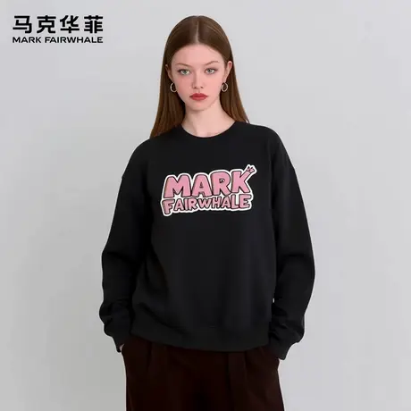 马克华菲 deer 新款粉红字母印花秋季宽松潮流美式外套卫衣男女款商品大图