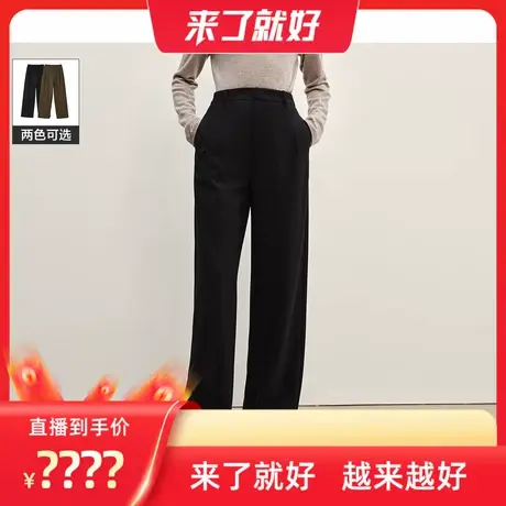 【来了就好】太平鸟高腰直筒裤宽松显瘦加厚美拉德阔腿西装裤商品大图