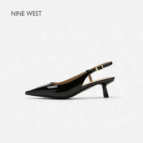 奥莱专供Nine West/玖熙2026年春夏包头凉鞋女尖头漆皮高跟穆勒鞋图片