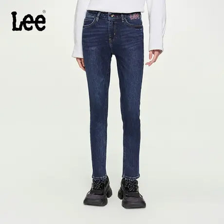 Lee商场同款23秋冬新品433修身高腰深蓝色暖岩恒温女牛仔裤保暖潮商品大图