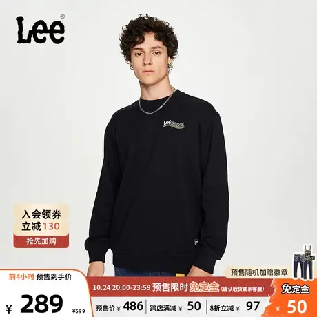 【预售】LeeXLINE23秋冬新品舒适版字母印花圆领男长袖卫衣多色潮图片