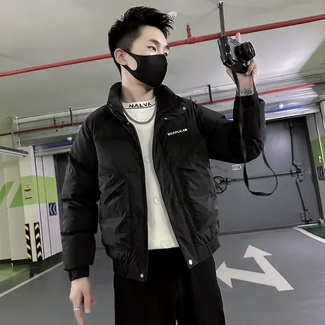 立领棉服外套男冬季2023新款小众高级感ins时尚防寒加厚工装棉衣图片