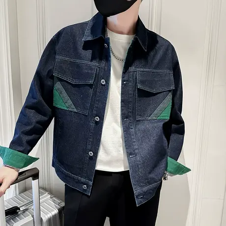 2023春秋季轻熟小伙牛仔撞色牛仔衣休闲百搭夹克店主风男款小外套商品大图