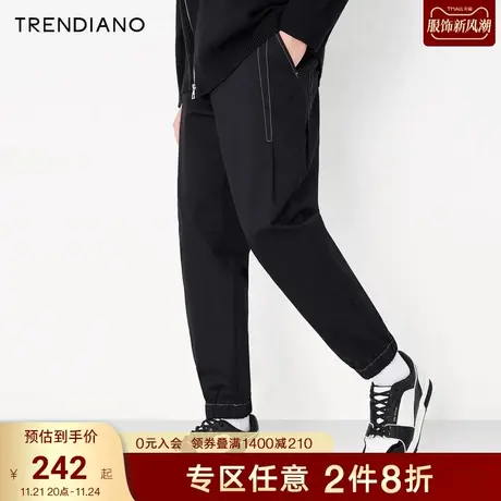 TRENDIANO潮牌官方男装裤子时尚中腰束脚九分裤潮流直筒休闲长裤商品大图