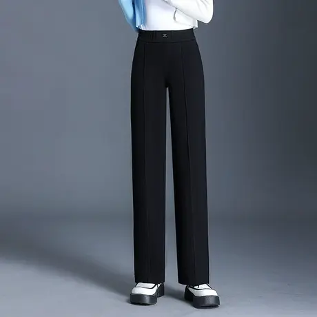 时尚窄版阔腿西装裤女秋季2023新款高腰显瘦直筒裤垂感职业裤长裤商品大图