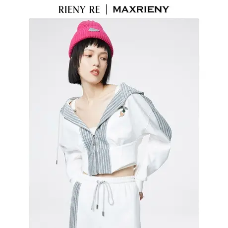 RIENYRE小香风女外套短款高级感轻熟风连帽卫衣美式复古休闲上衣图片