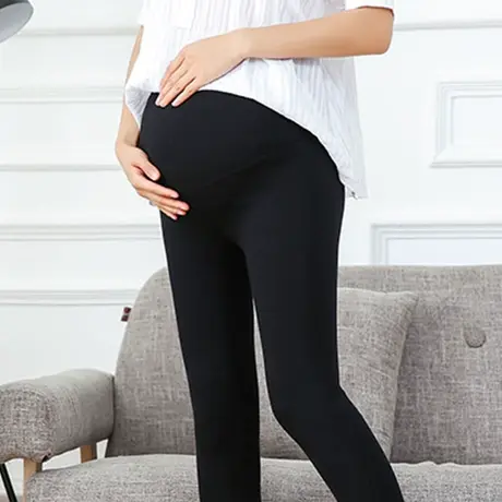 孕妇七分裤外穿女夏薄款棉打底裤女士高腰托腹可调节松紧弹力大码图片