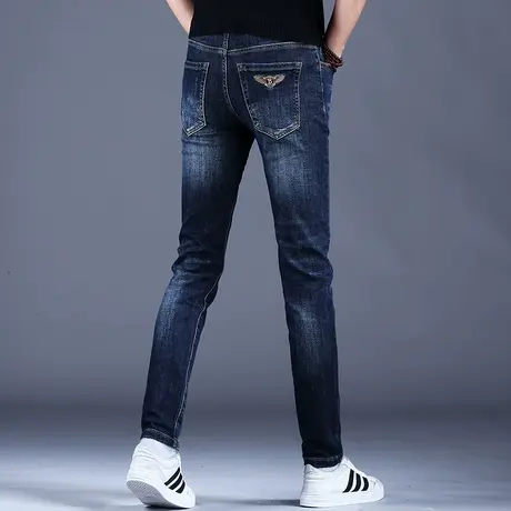 刺绣加绒牛仔裤男款高端潮牌秋冬款2023新款休闲裤子弹力修身小脚商品大图