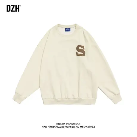 男士美式卫衣男圆领春秋季男装2023新款长袖上衣宽松百搭印花衣服商品大图