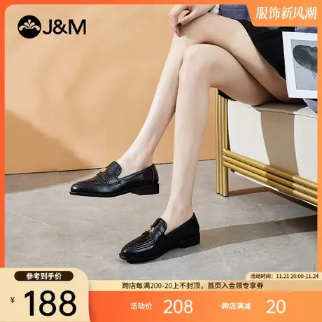 jm快乐玛丽2021夏季新款一脚蹬平底百搭英伦风小皮鞋软底乐福鞋女商品大图