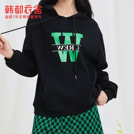 韩都衣舍2023春季新款女装卫衣宽松印花百搭DFV1000007P商品大图