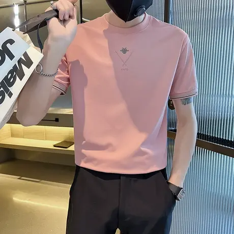 高级感T恤男ins潮牌短袖2023新款半截袖夏季男装个性痞帅夏装半袖商品大图