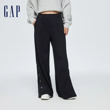 Gap女装春季2024新款时尚高腰针织阔腿裤按扣开合运动卫裤876143商品大图