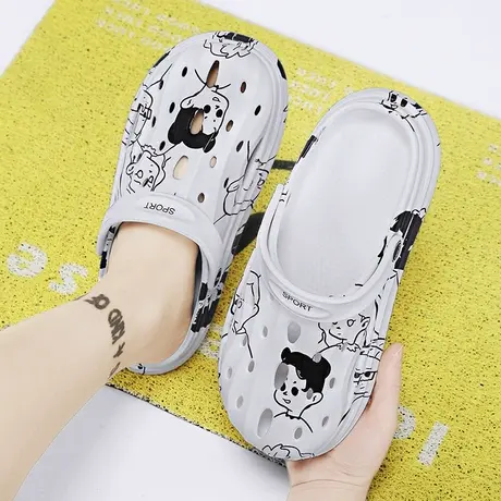 洞洞鞋女2023年夏季新款时尚百搭可爱卡通包头休闲沙滩半拖鞋女款商品大图