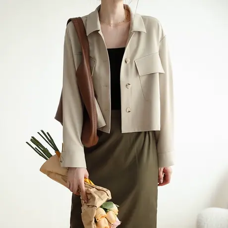 2023秋季新款休闲外套女短款高级感薄外套小个子韩系初秋装商品大图