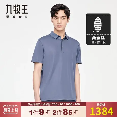【专柜-轻奢】九牧王真丝短袖t恤男夏季顺滑凉爽100%桑蚕丝polo衫商品大图