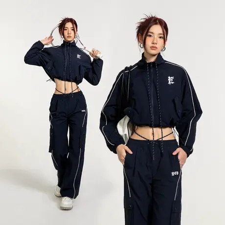 2023新款藏青外套女春秋小个子辣妹休闲小个子工装夹克上衣商品大图