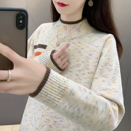 冬季复古半高领毛衣女秋冬2023新款爆款内搭针织打底衫女士外穿商品大图