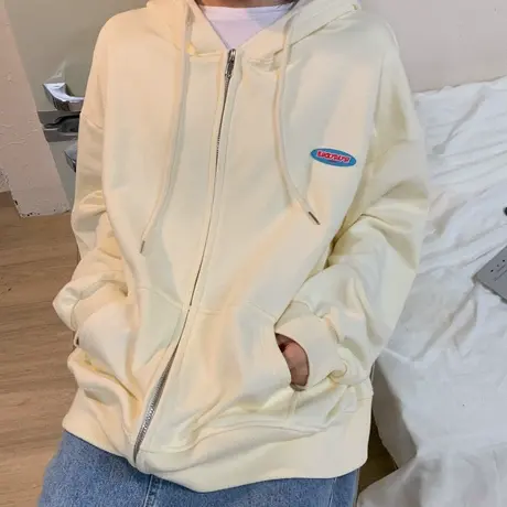 美式hiphop卫衣女宽松韩版潮ins设计感小众上衣春秋薄款开衫外套商品大图